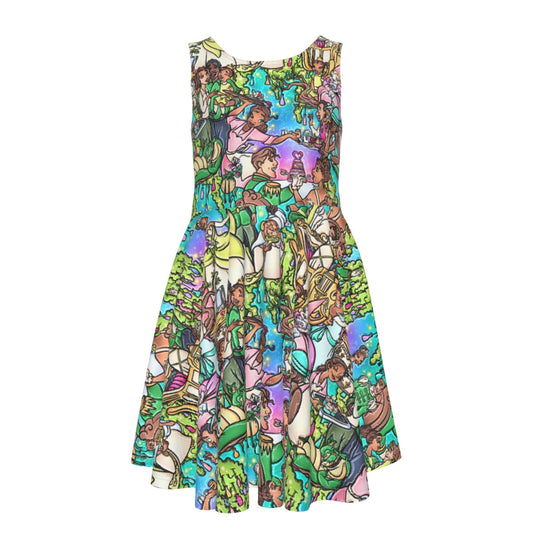 Bayou Princess Storybook Scenes - Kid's Sleeveless Skater Dress