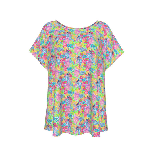Neon Floral Summer Vibes - Women’s Relaxed Fit Scoop Tee