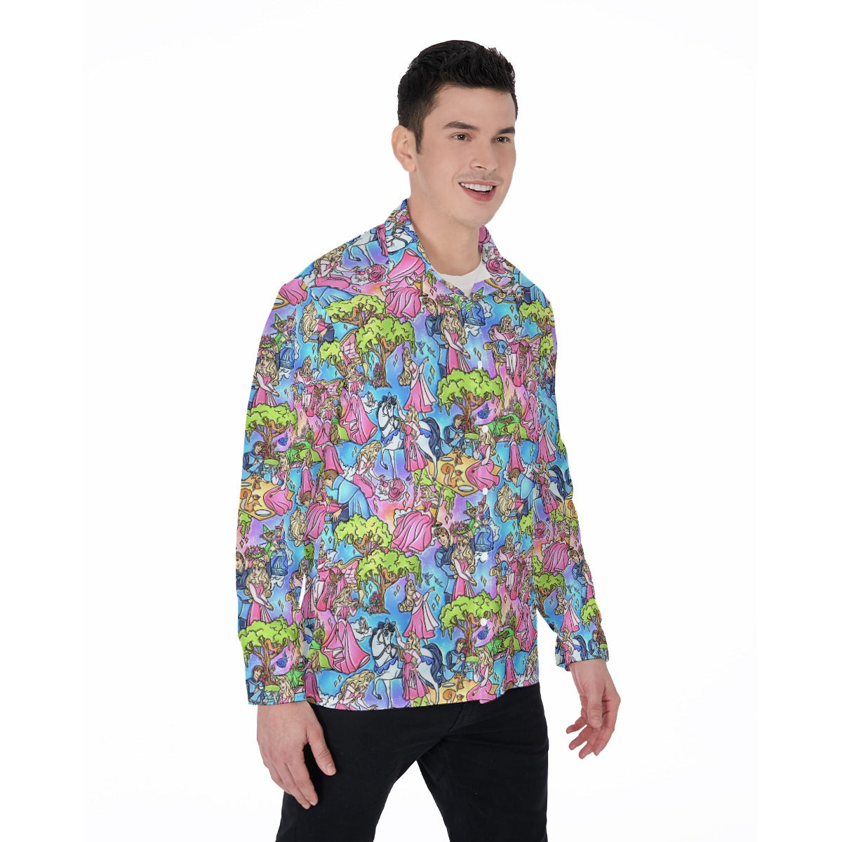 Dreaming Princess Storybook Scenes - Men's Long Sleeve Button Up Shirt
