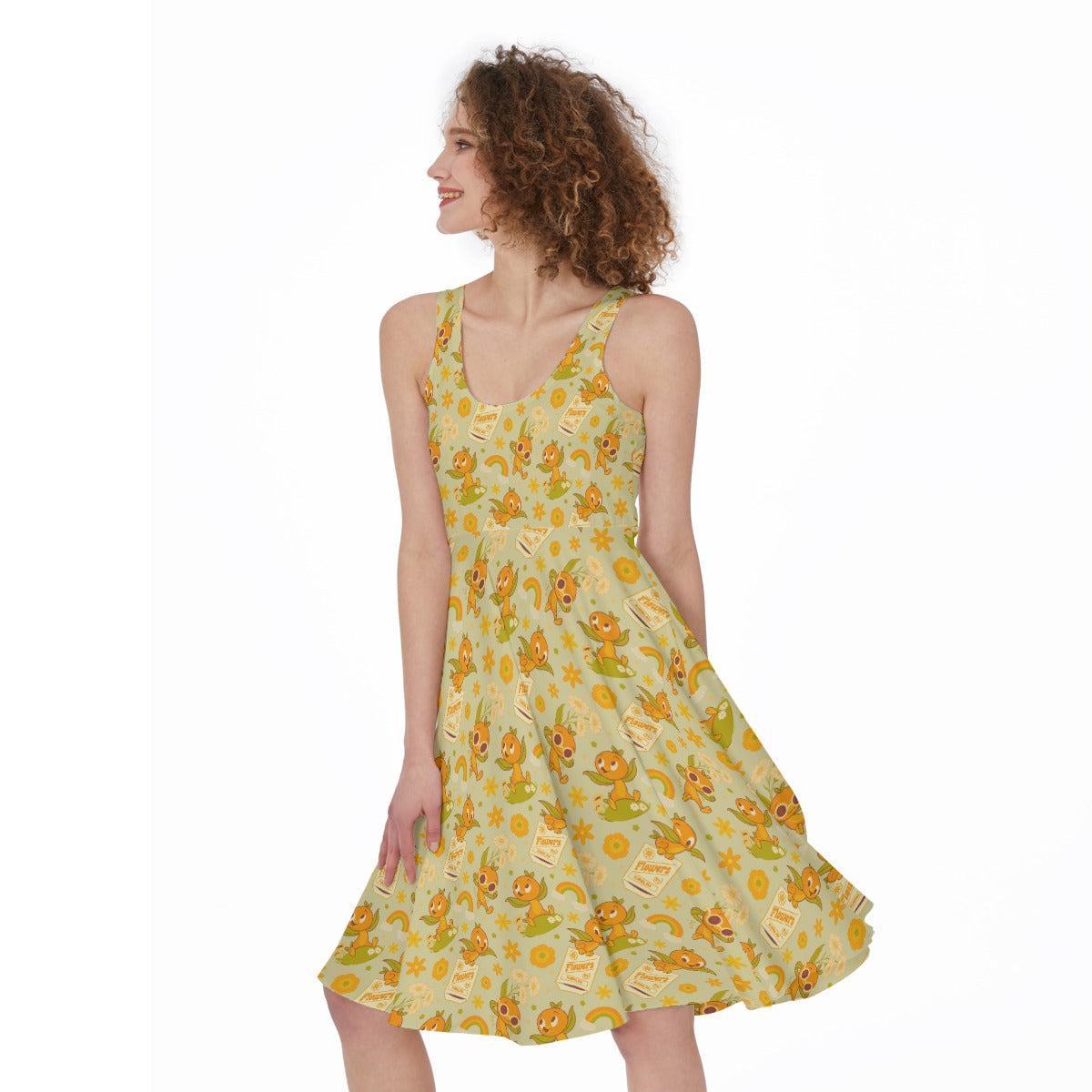 Vintage Citrus Garden - Pocket Midi Skater Dress