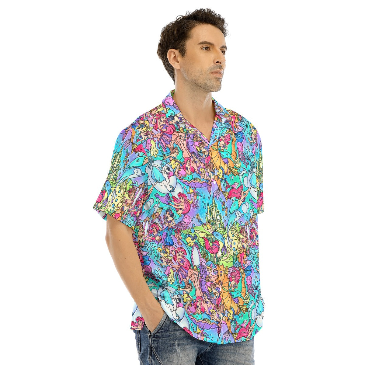 Under the Sea Storybook Scenes - Men's Hawaiian Button Up Shirt