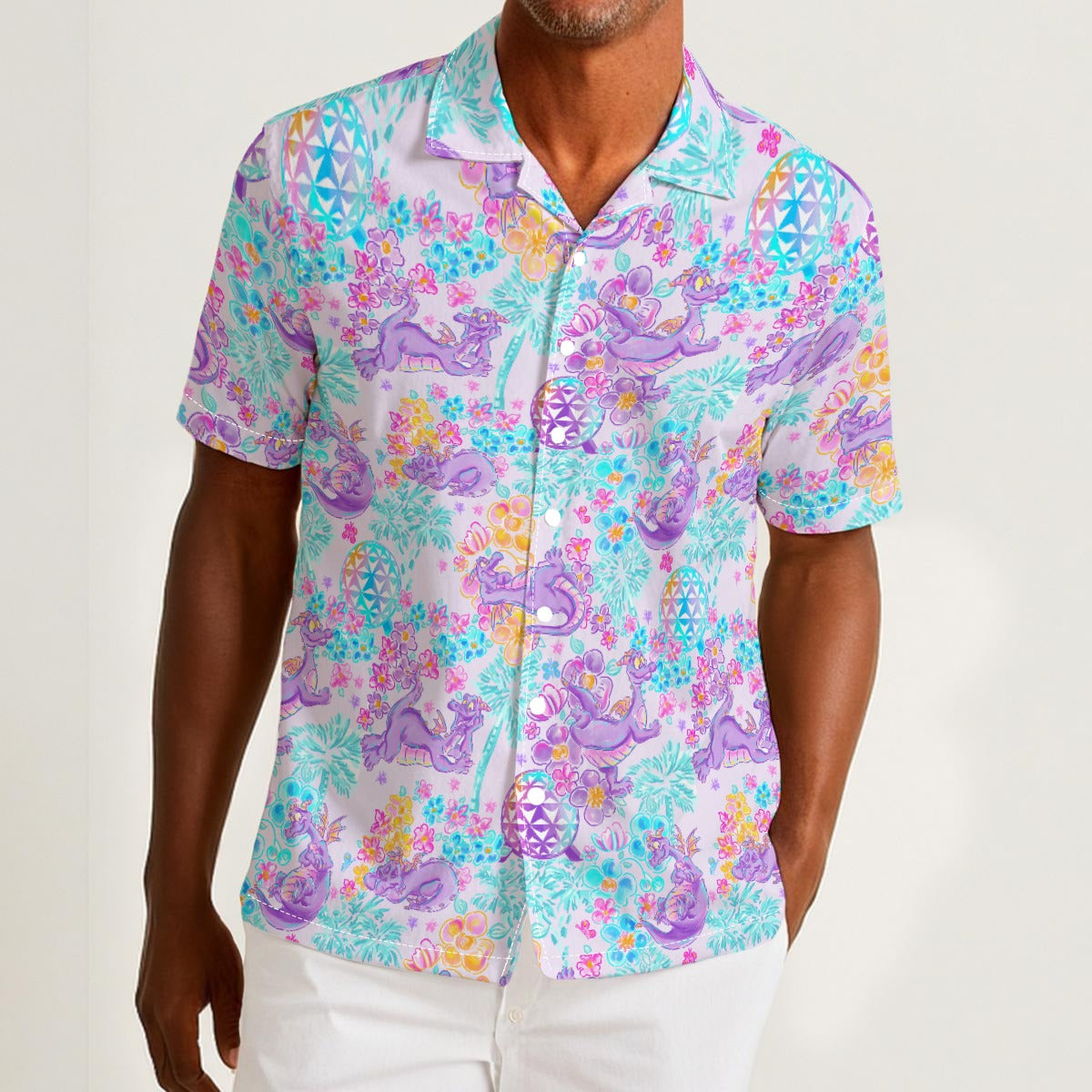 Purple Dragon Flower Power - Men’s Cotton-Rich Button Up Shirt