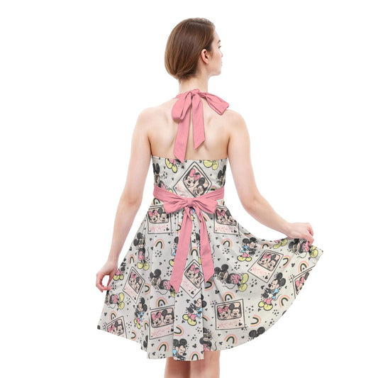 Retro Camera Mouse - Women's Halter Vintage Pocket Dress