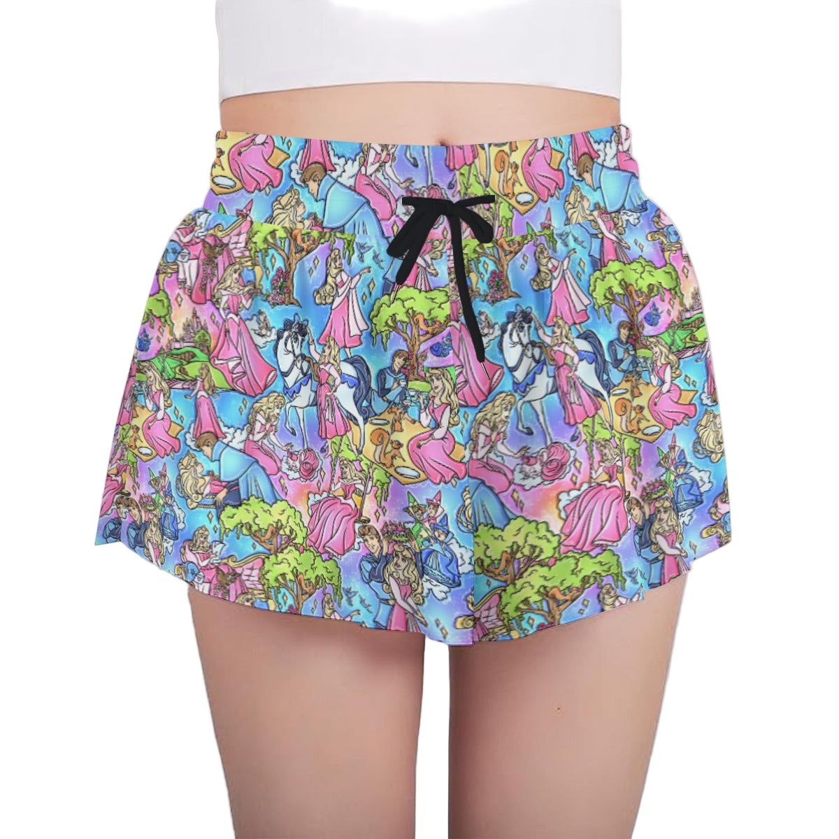 Dreaming Princess Storybook Scenes - Girls’ Flowy Pocket Shorts