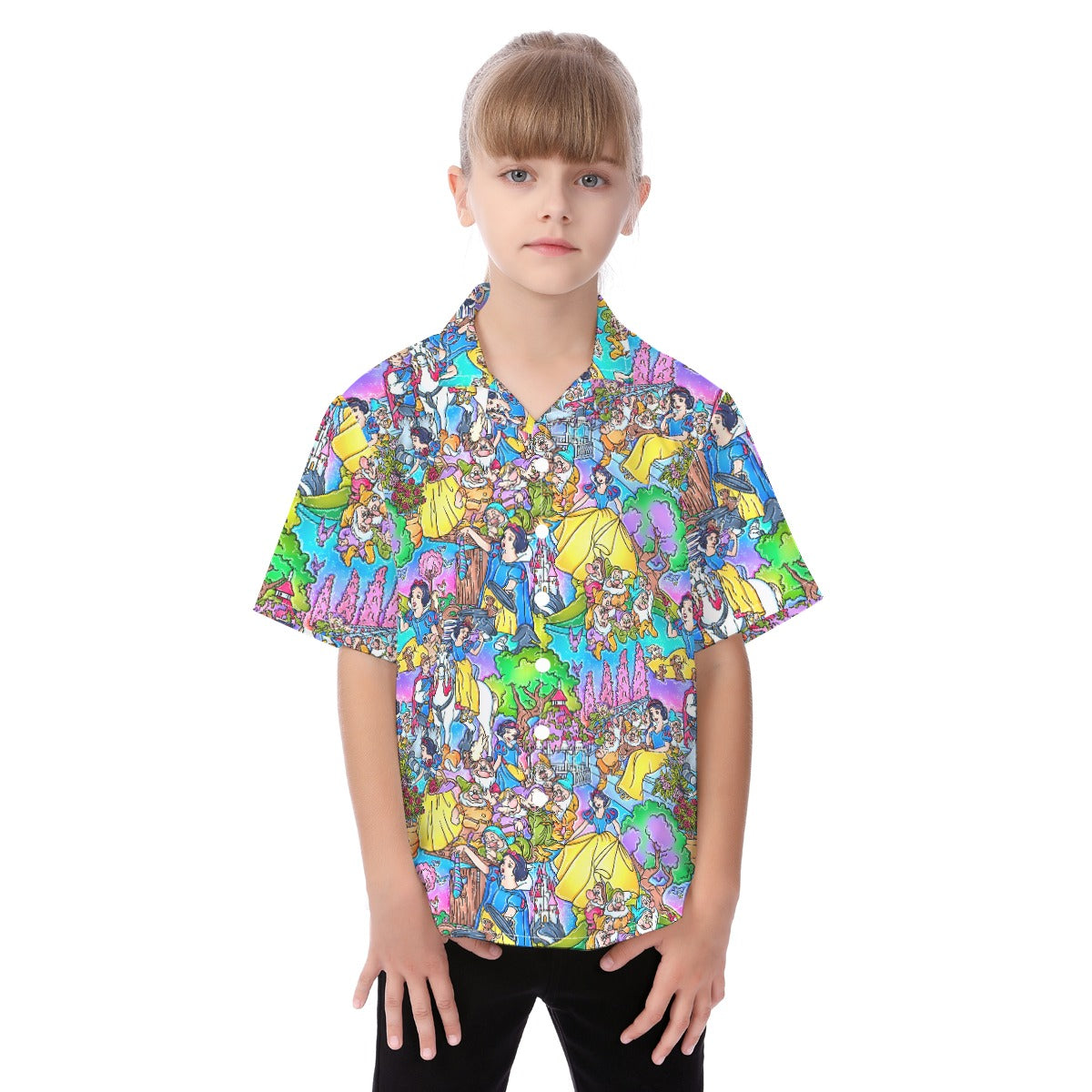 Fairest Princess Storybook Scenes - Kid's Hawaiian Button Up Shirt