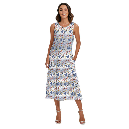 Cruise Captain Mickey & Minnie - Women’s Diagonal Pocket Midi Dress