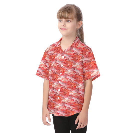 Animal Print - Flamingo - Kid's Hawaiian Button Up Shirt