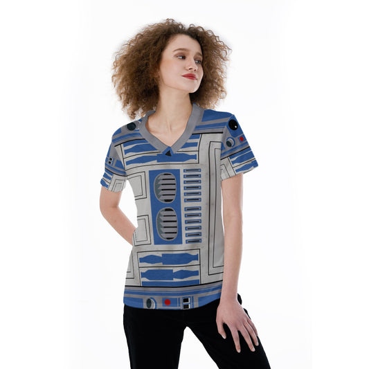 Little Blue Droid - Women's Short Sleeve V-Neck T-Shirt