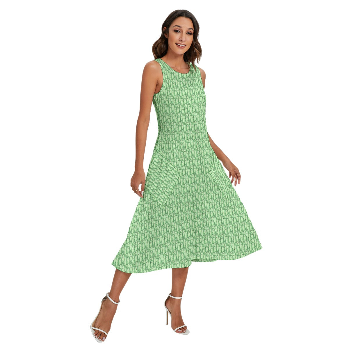 Kawaii Pickle Party - Women’s Diagonal Pocket Midi Dress