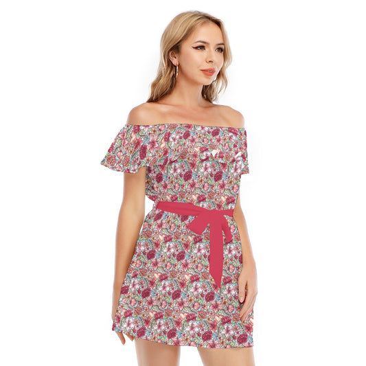 Fairytale Florals – Island Princess - Women's Off-shoulder Ruffle Dress