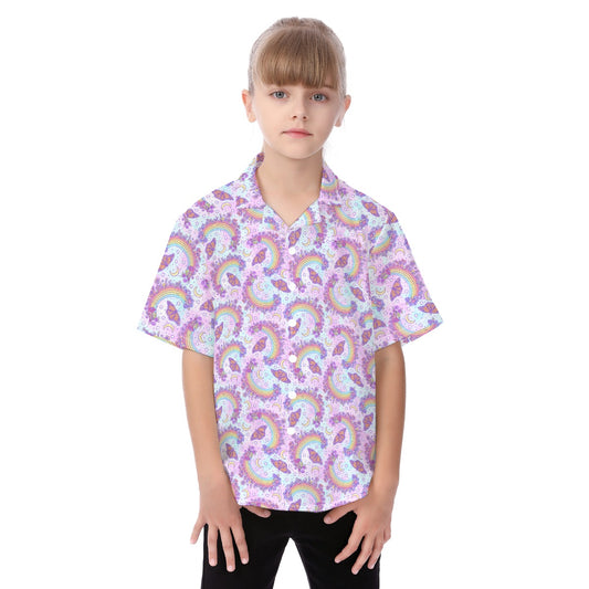 Monarch Butterflies & Rainbows - Kid's Hawaiian Button Up Shirt
