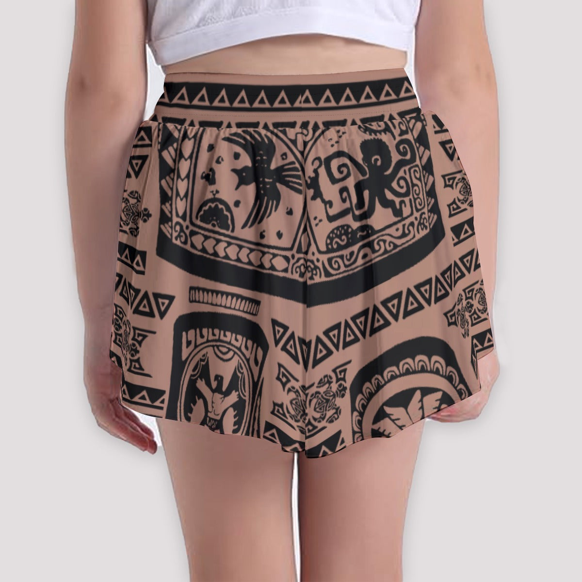 Polynesian Tattoo Motifs - Girls’ Flowy Pocket Shorts
