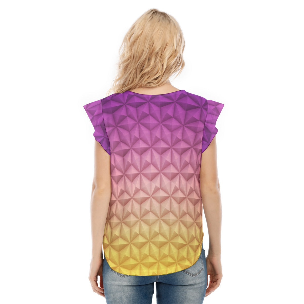 Geometric Spaceship Sphere - Women’s Flutter Sleeve Top