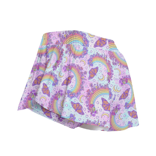 Monarch Butterflies &amp; Rainbows - Women's Flowy Pocket Shorts
