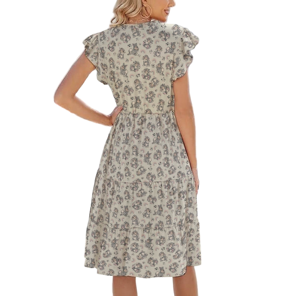 Bouncy Bunny Bliss - Women's Tiered Pocket Midi Dress