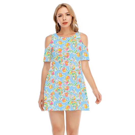 Peachy Keen - Women's Cold Shoulder Cotton Dress