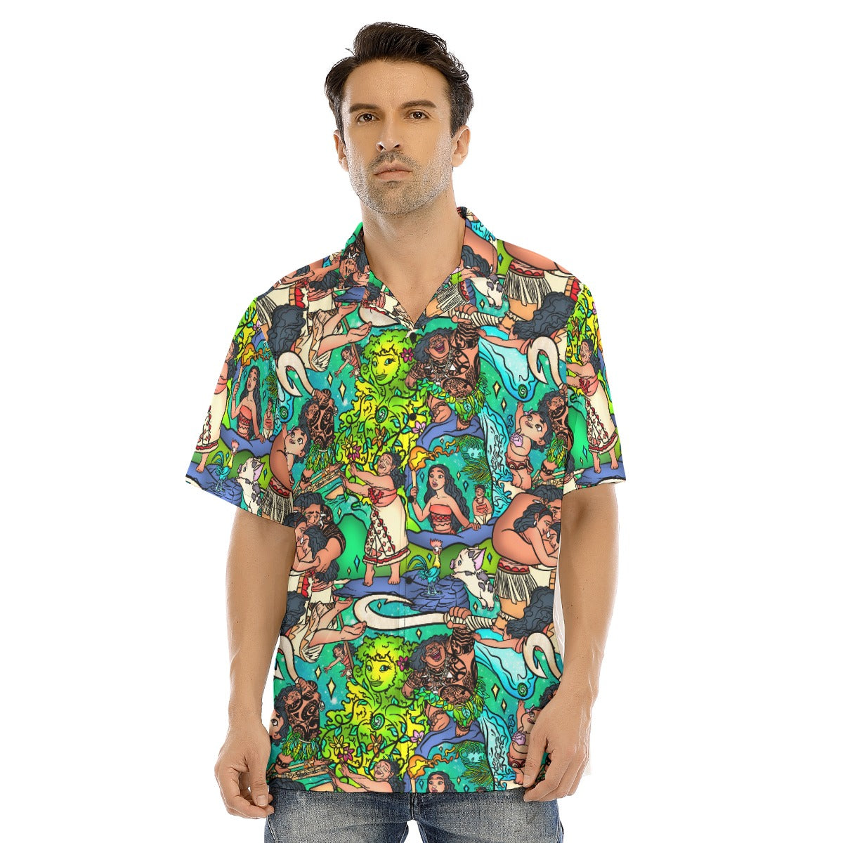Ocean Voyager Storybook Scenes - Men's Hawaiian Button Up Shirt