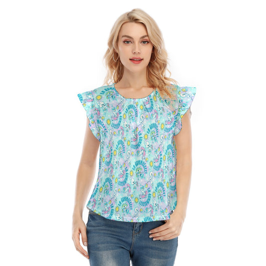 Sun-Kissed Snow Friend - Women’s Flutter Sleeve Top