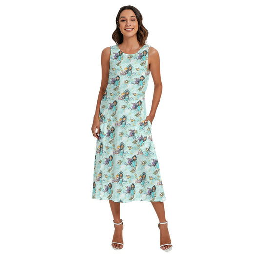 Whimsical Desert Princess - Women’s Diagonal Pocket Midi Dress