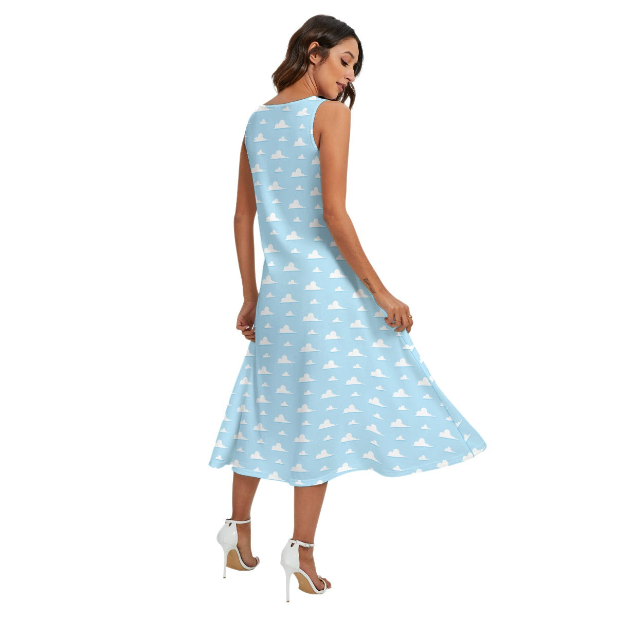Andy’s Room Clouds - Women’s Diagonal Pocket Midi Dress