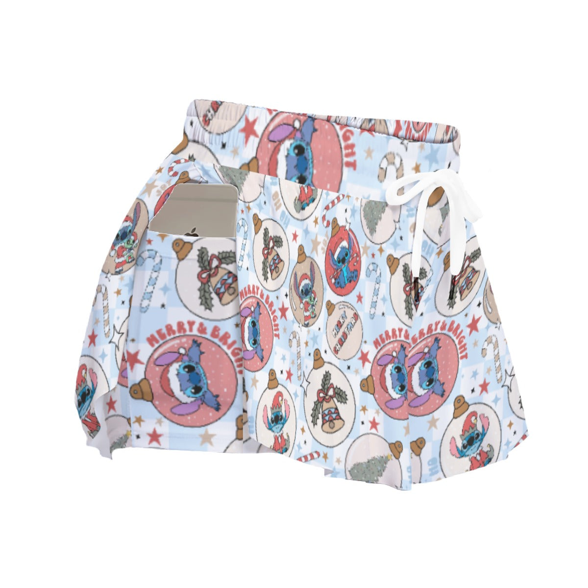 Festive Elf and Ornament Fun - Women's Flowy Pocket Shorts
