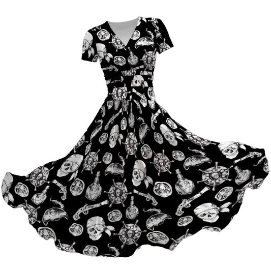 A Pirate Life  - Women's V-Neck Ruched Midi Dress