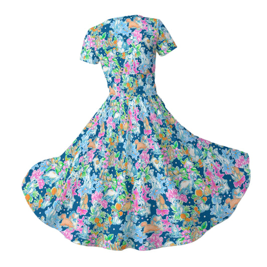 Tropical Paws & Petals - Beloved Dogs - Women's V-Neck Ruched Midi Dress