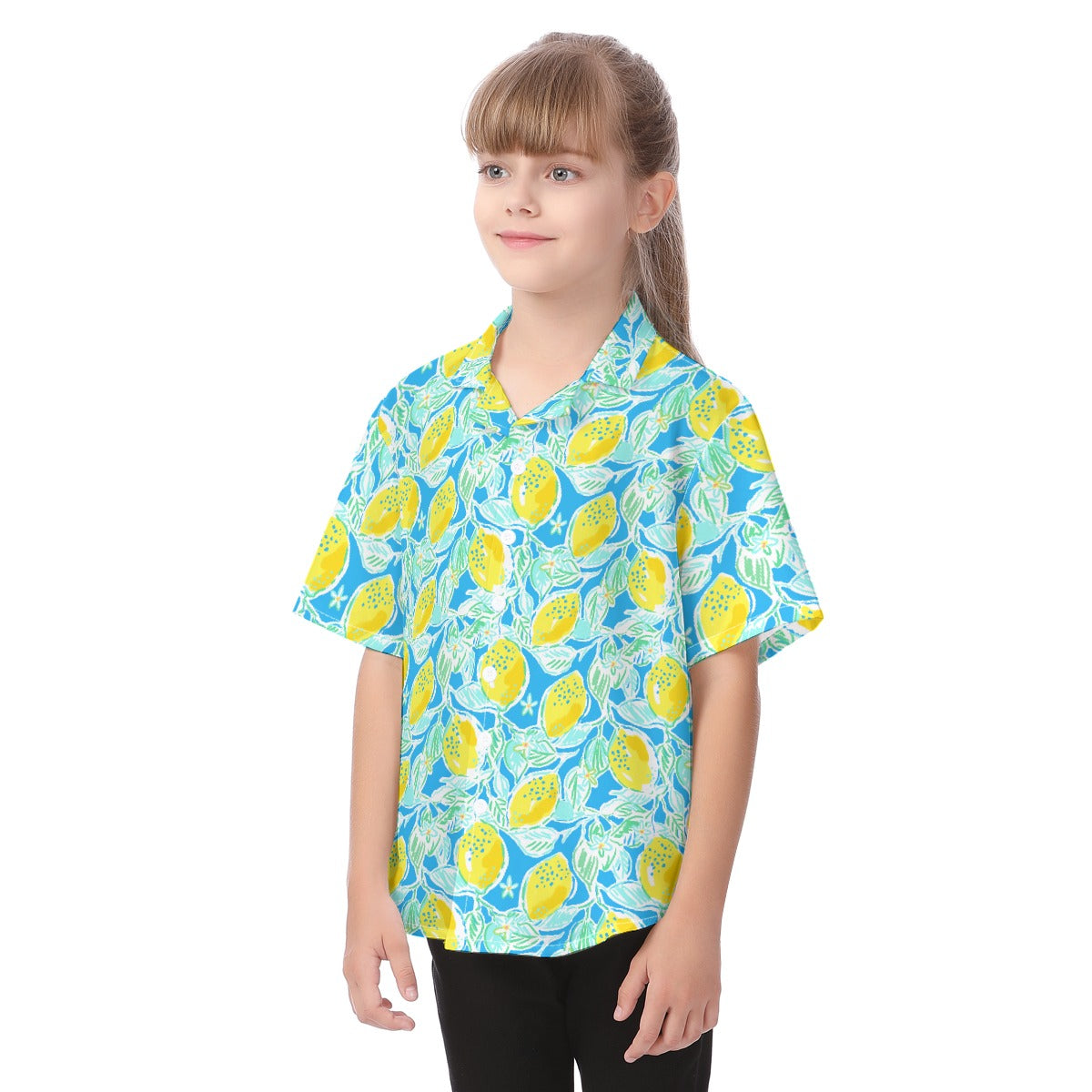 Lemon Drop Daydream - Kid's Hawaiian Button Up Shirt