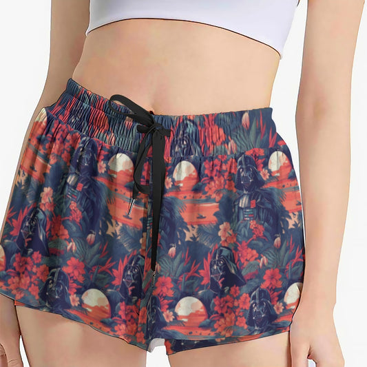 Tropical Dark Side Escape - Women's Flowy Pocket Shorts