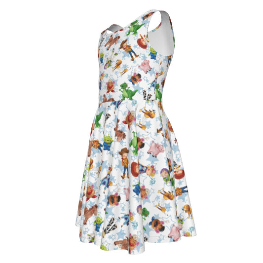 Playful Toy Friends- Kid's Sleeveless Skater Dress