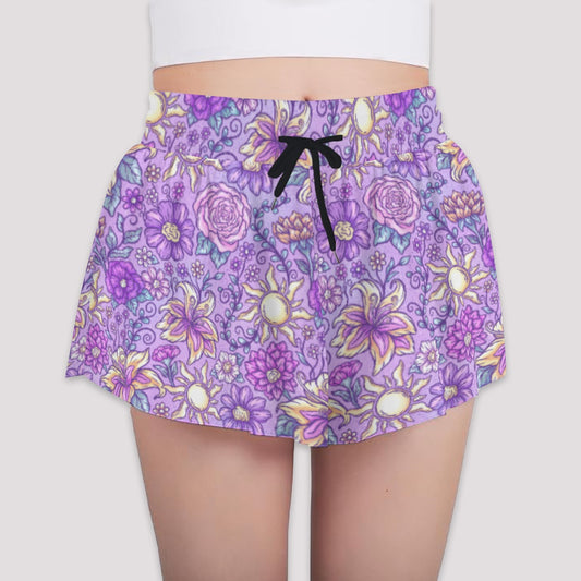 Fairytale Florals – Radiant Sunlight - Girls’ Flowy Pocket Shorts