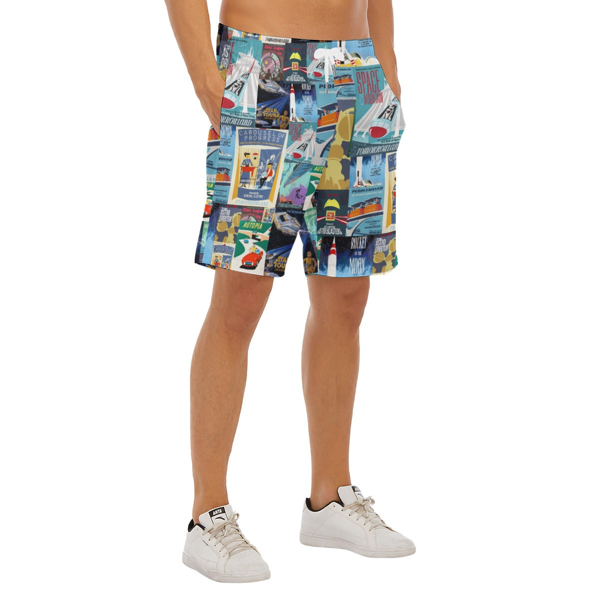 Vintage Tomorrow Ride Posters - Men’s Pocket Beach Shorts
