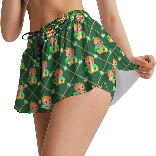 Geometric Citrus Delight - Women's Flowy Pocket Shorts