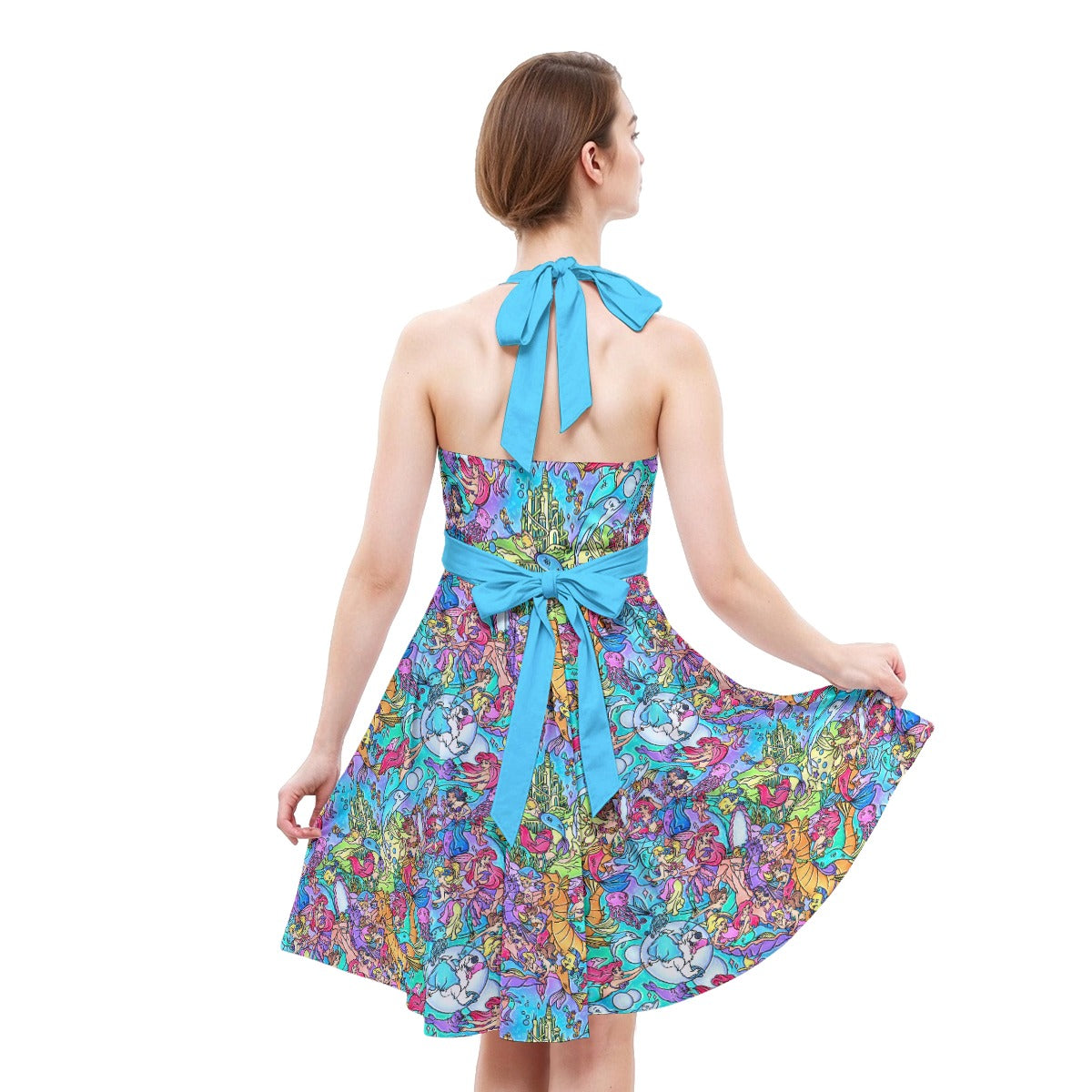 Under the Sea Storybook Scenes - Women's Halter Vintage Pocket Dress