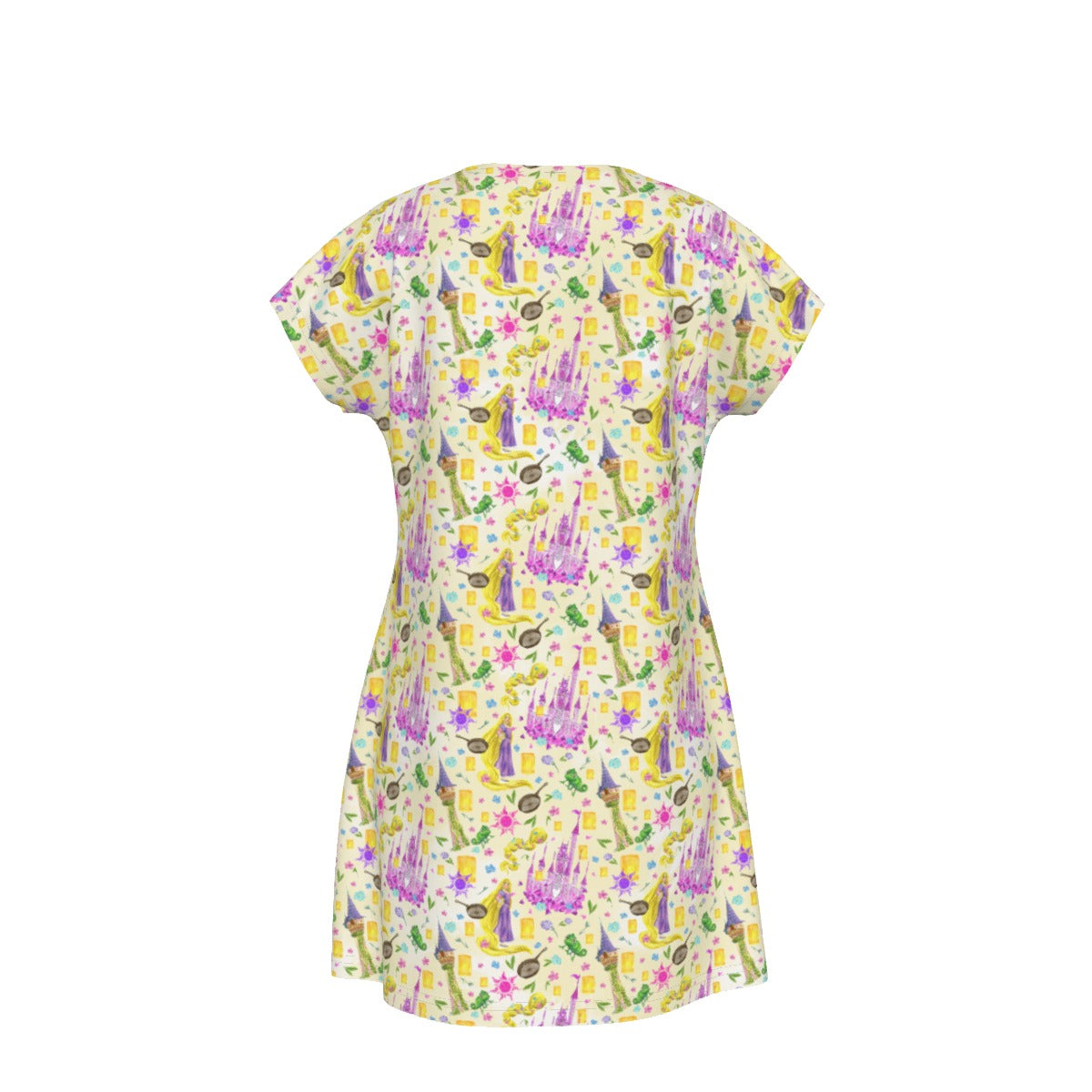 Watercolor Golden Hair Kingdom - Women's T-Shirt Dress