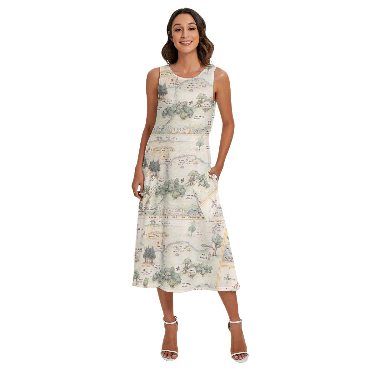 Hundred Acre Map - Women’s Diagonal Pocket Midi Dress