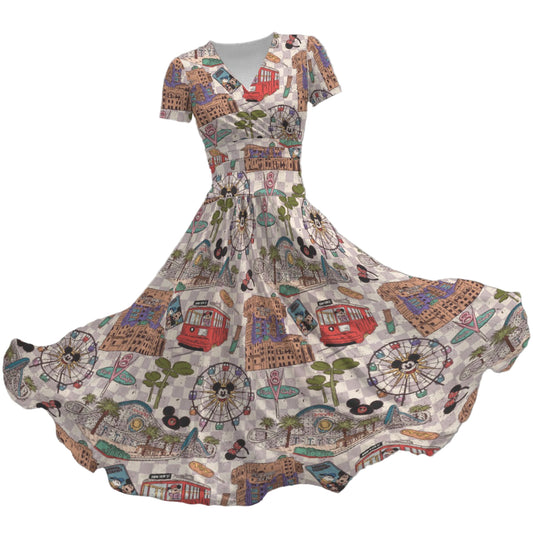 Original DCA - Women's V-Neck Ruched Midi Dress