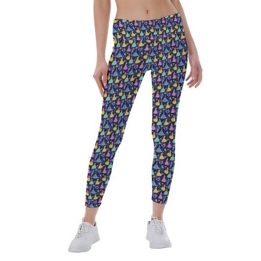 Princess Glitter Silhouettes - Women's Yoga Leggings