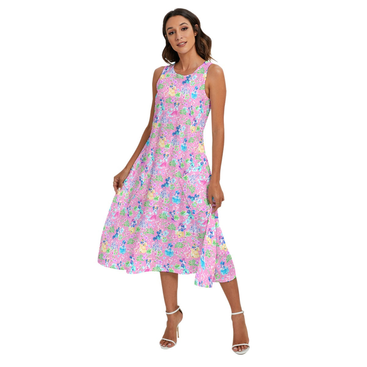 Princess Palm Party - Women’s Diagonal Pocket Midi Dress