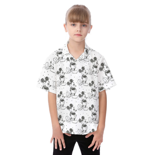Sketch of Classic Mouse - Kid's Hawaiian Button Up Shirt