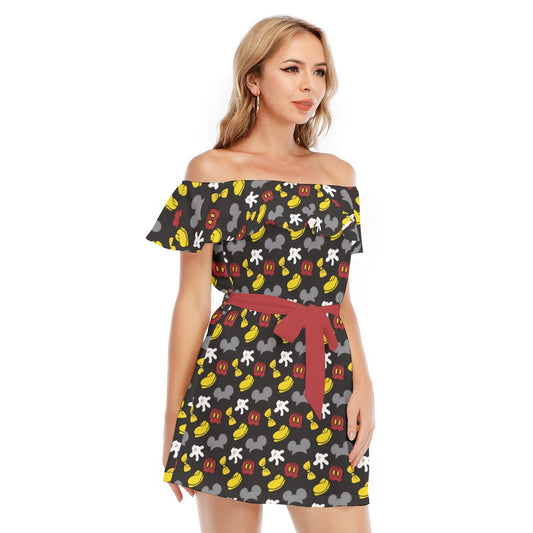 Classic Mouse Style - Women's Off-shoulder Ruffle Dress