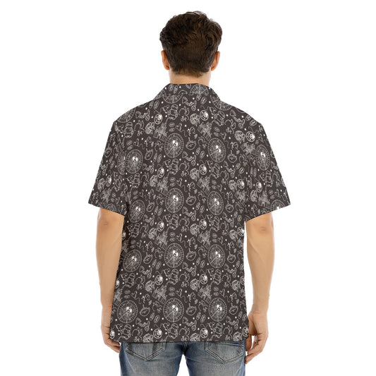 Monochrome Disneyland Icons - Men's Hawaiian Button Up Shirt