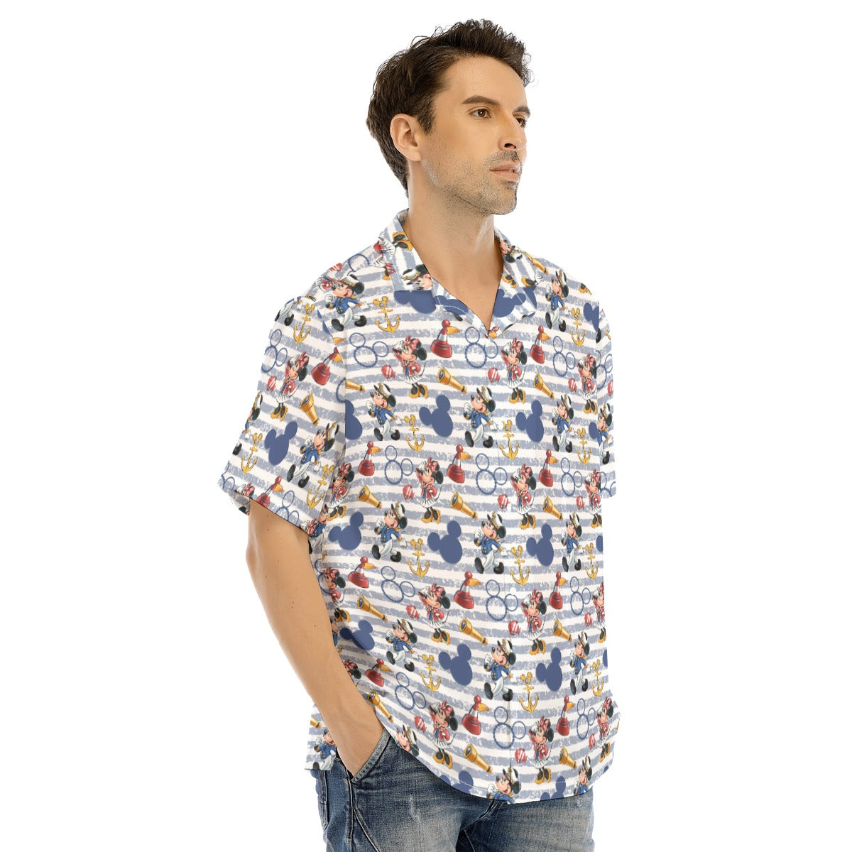 Cruise Captain Mickey & Minnie - Men's Hawaiian Button Up Shirt
