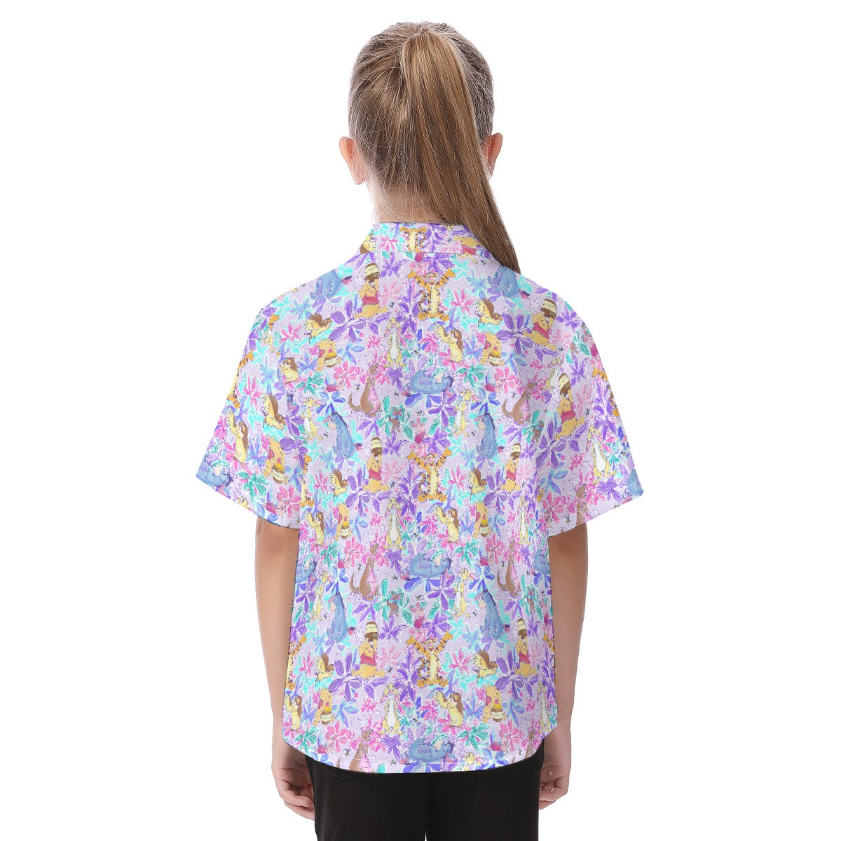 Storybook Friends in Bloom - Kid's Hawaiian Button Up Shirt