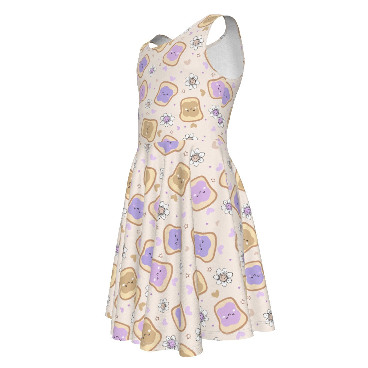 Kawaii Peanut Butter and Jelly Sandwiches - Kid's Sleeveless Skater Dress