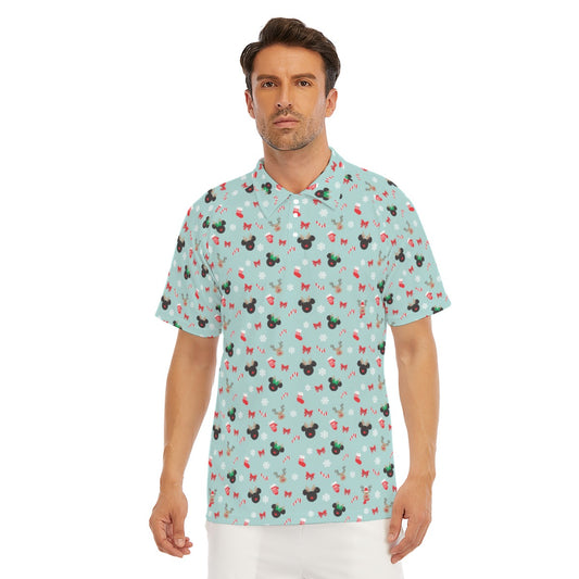 Festive Reindeer Mouse Holiday - Men's Polo Shirt