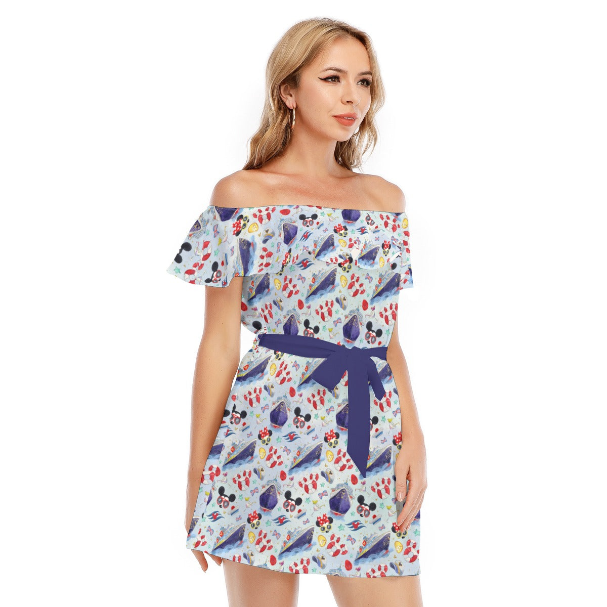 DCL Cruise Style Adventure - Women's Off-shoulder Ruffle Dress