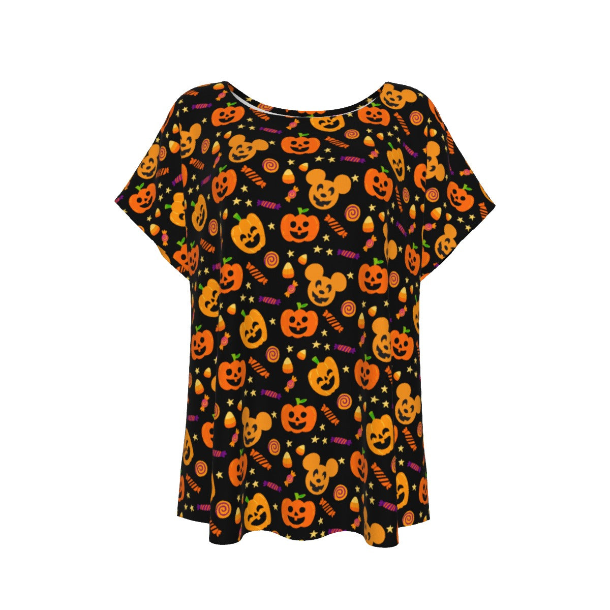 Cheerful Pumpkin Mouse Halloween - Women’s Relaxed Fit Scoop Tee