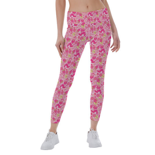 Fruitimals - Raspberry Foxes - Women's Yoga Leggings