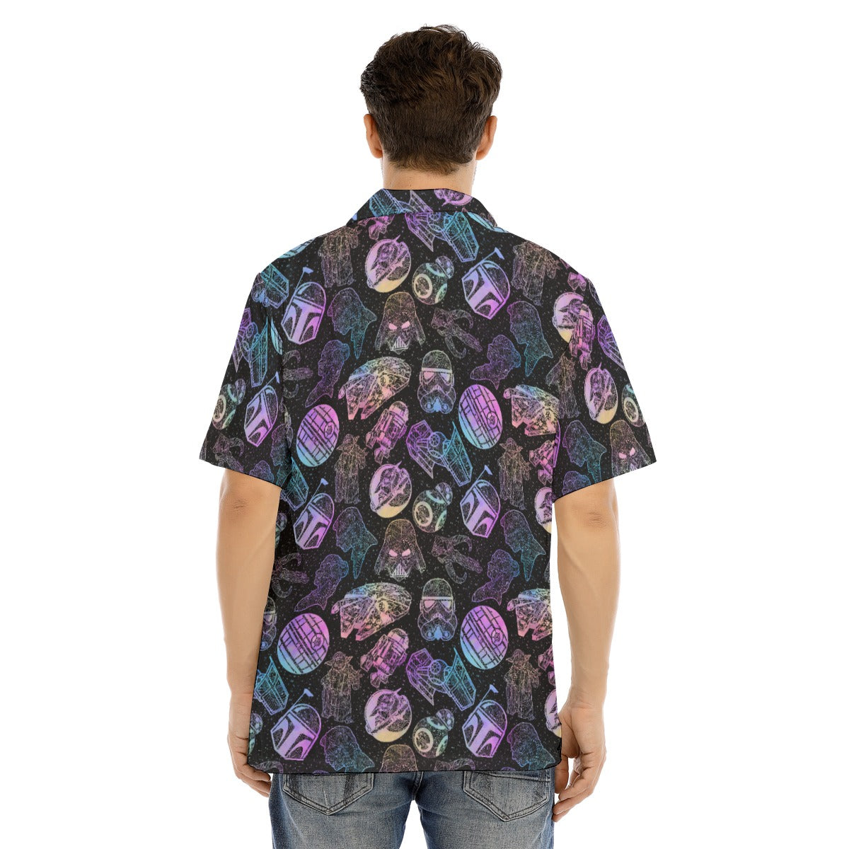 Watercolor Galactic Mandalas - Men's Hawaiian Button Up Shirt